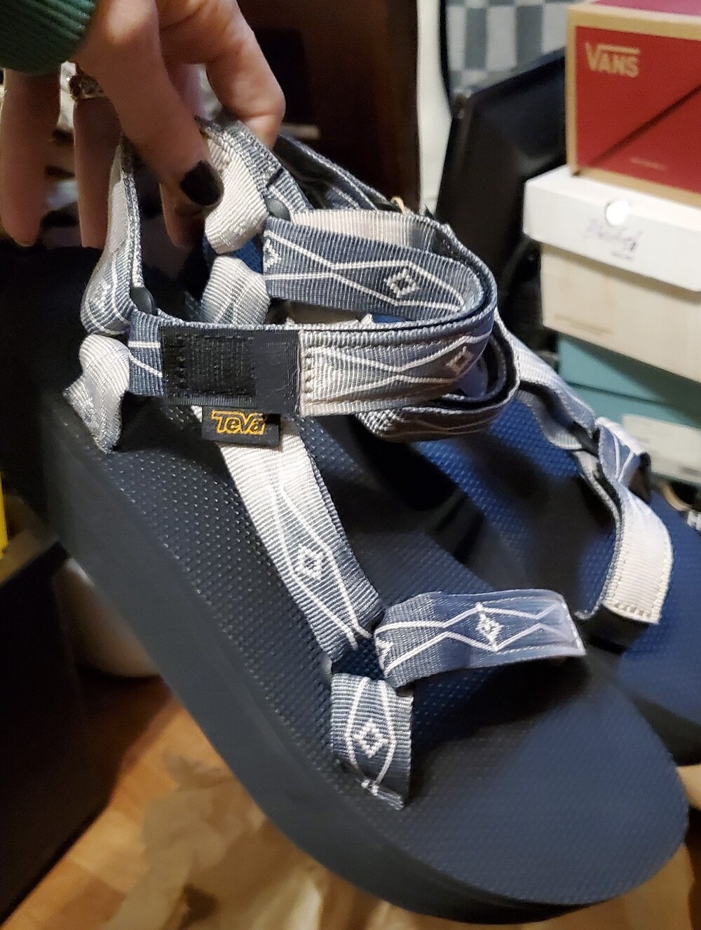 Teva Women's Sandals with Ombre Gray Patterned Straps